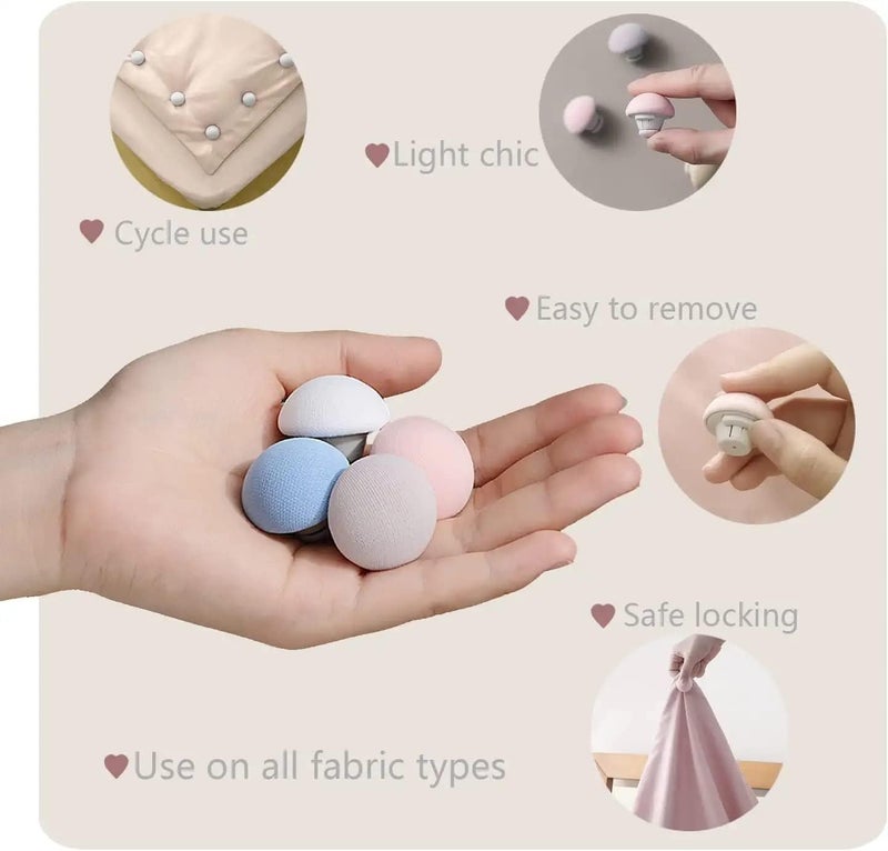 PLENARO PLENARO Mushroom Shaped Quilt Holder Clips Double Sided NonSlip Duvet Fixator PinsBed Quilt Clamps Sheet Quilt Holder Clips for Socks Curtains Quilt Cover Grey Pack of 12  - Image 2