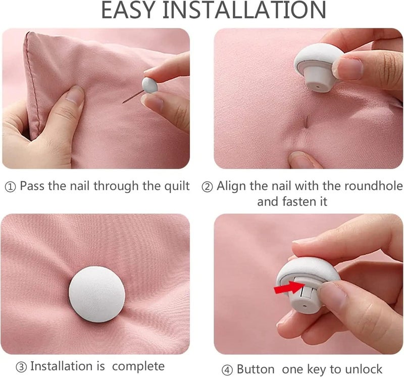PLENARO PLENARO Mushroom Shaped Quilt Holder Clips Double Sided NonSlip Duvet Fixator PinsBed Quilt Clamps Sheet Quilt Holder Clips for Socks Curtains Quilt Cover Grey Pack of 12  - Image 3