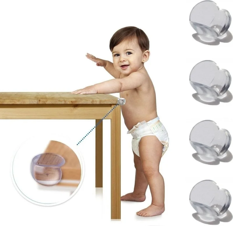 Buffer ® Baby Child Soft and Flexible Circular Transparent Adhesive Safety Corner Protector (4 Pieces)