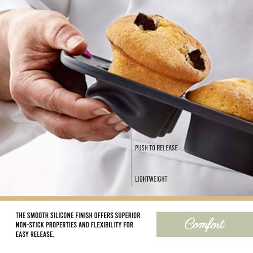 Trudeau Structure Silicone Muffin Pan – 12 Cup, Flexible Silicone with Hard Lining to Hold Shape, Non-Stick, BPA-Free, Dishwasher Safe, Heat Resistant to 428°F – Grey/Mint - Image 4