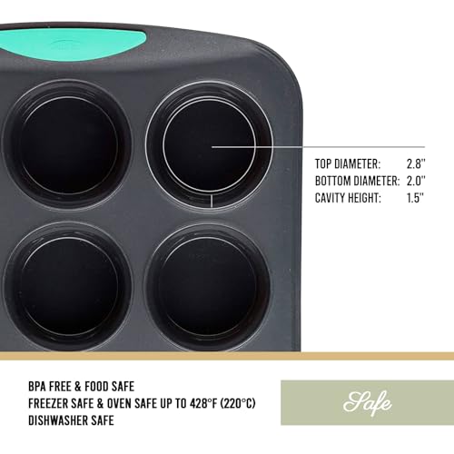 Trudeau Structure Silicone Muffin Pan – 12 Cup, Flexible Silicone with Hard Lining to Hold Shape, Non-Stick, BPA-Free, Dishwasher Safe, Heat Resistant to 428°F – Grey/Mint - Image 5