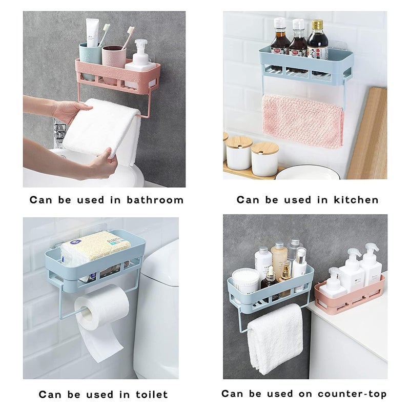 Jaravik Pack of 4 Multipurpose Wall Mount Bathroom Shelf and Rack for Home and Kitchen. Adhesive Sticker Support Without Drilling (White)  - Image 3
