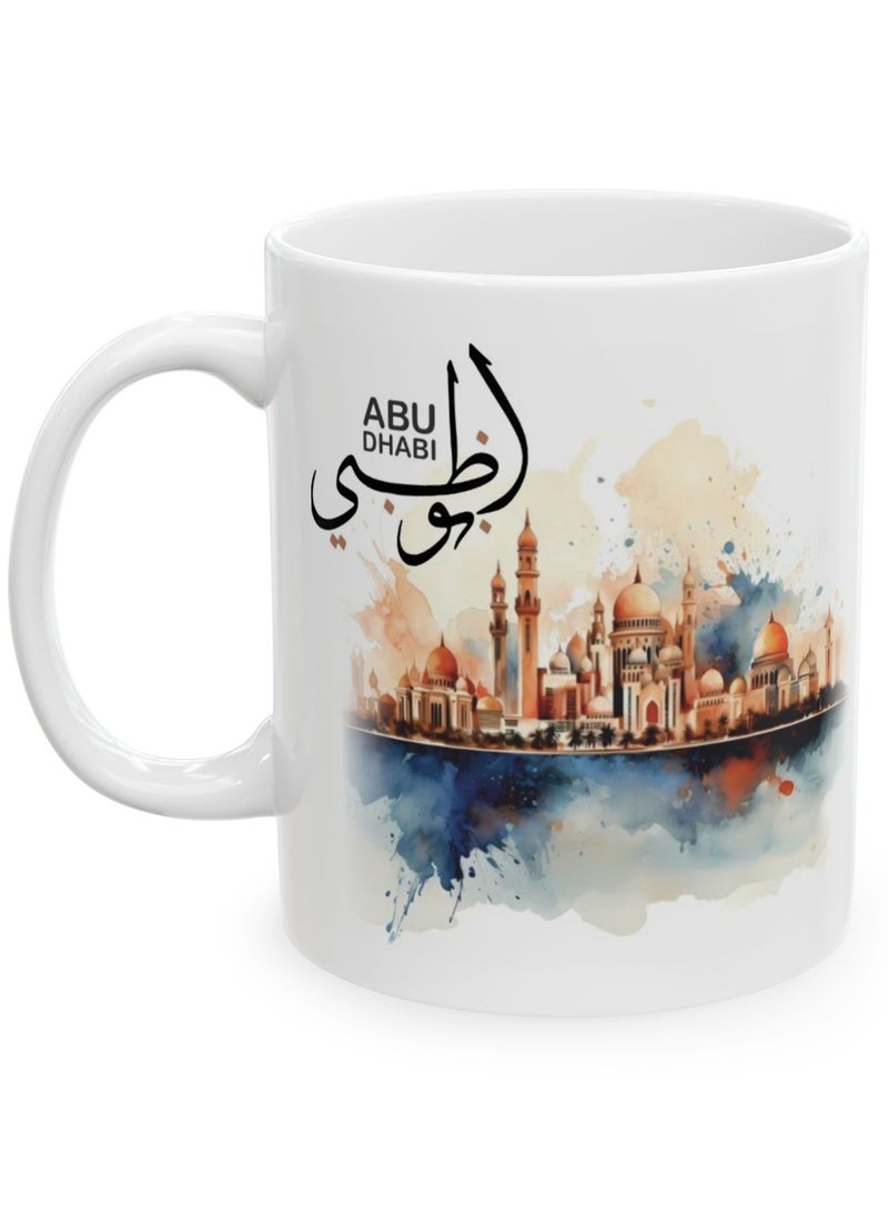 هدايا بيت النور، كوب سيراميك أبوظبي، ١١ أونصة، أفضل الهدايا للأحباب، هدايا اليوم الوطني، هدايا عربية، هدايا مكتبية - Image 2