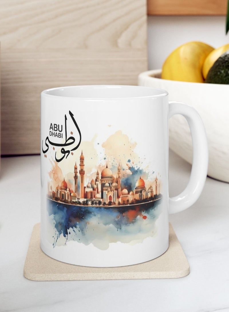 هدايا بيت النور، كوب سيراميك أبوظبي، ١١ أونصة، أفضل الهدايا للأحباب، هدايا اليوم الوطني، هدايا عربية، هدايا مكتبية - Image 3