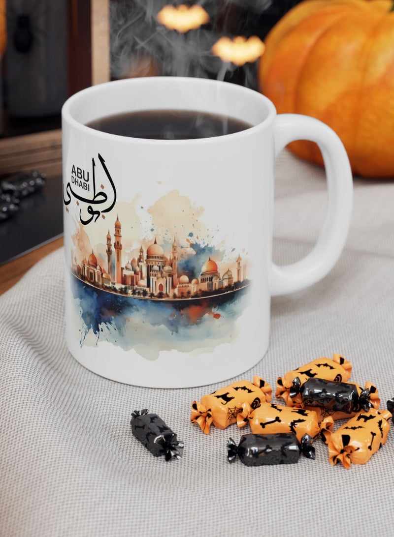 هدايا بيت النور، كوب سيراميك أبوظبي، ١١ أونصة، أفضل الهدايا للأحباب، هدايا اليوم الوطني، هدايا عربية، هدايا مكتبية - Image 4