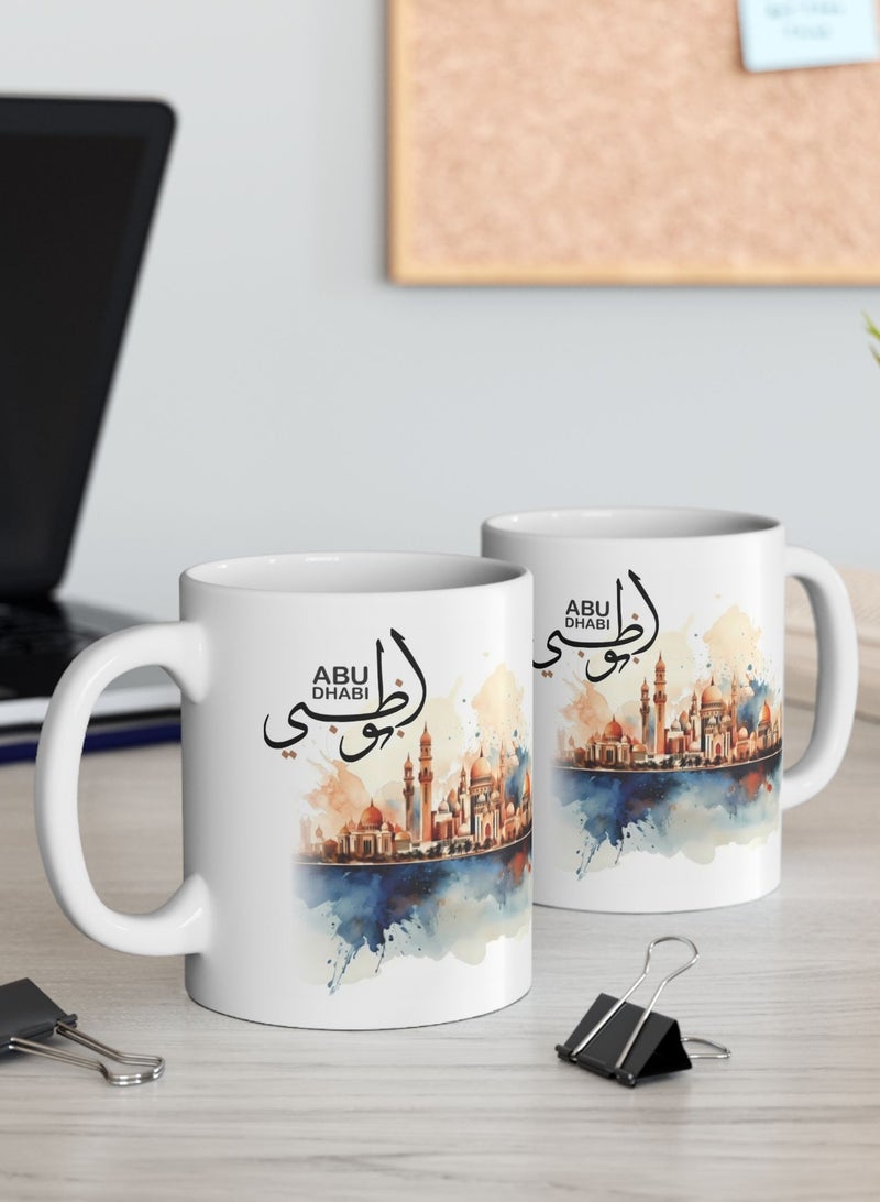 هدايا بيت النور، كوب سيراميك أبوظبي، ١١ أونصة، أفضل الهدايا للأحباب، هدايا اليوم الوطني، هدايا عربية، هدايا مكتبية - Image 5
