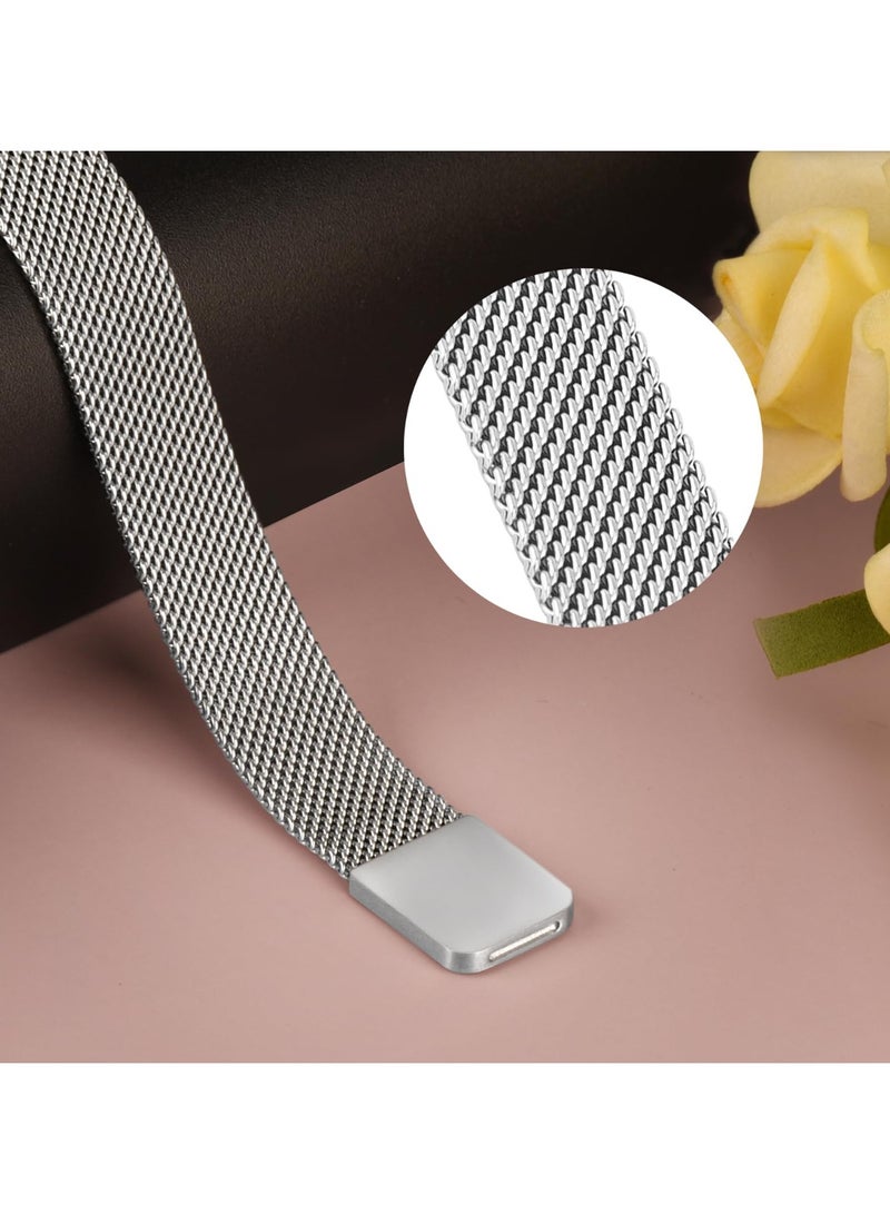 1Pcs for Fitbit Inspire 3 Bands Women Men, Stainless Steel Metal Mesh Loop Adjustable Magnetic Wristband Replacement Straps Compatible with Fitbit Inspire 3 Fitness Tracker (Silvery) - Image 5