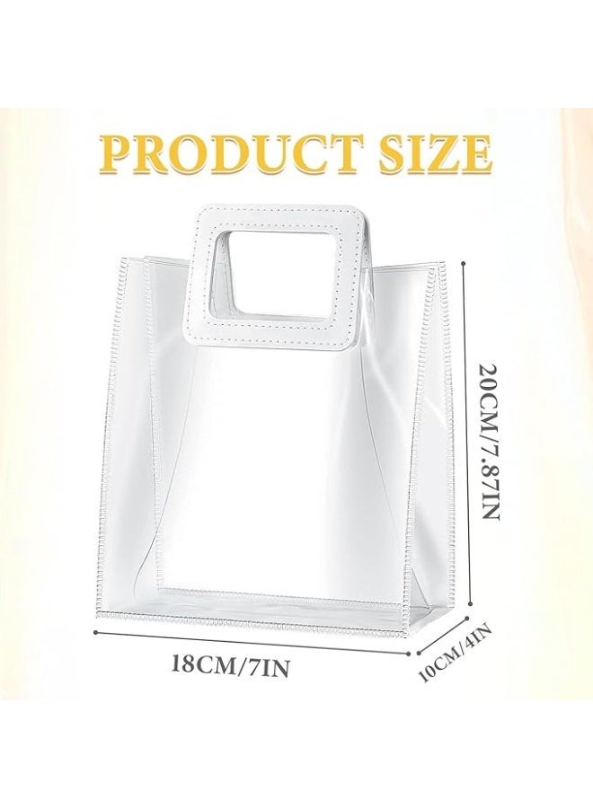 10 Pack Clear Gift Bag, Clear PVC Bags with Handle Small Gift Wrap Bags for Wedding Baby Shower Party Birthday Party Shopping Retail Small Business - Image 2