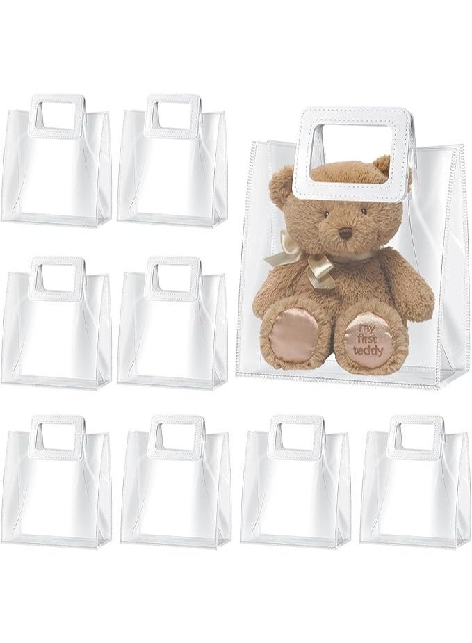 10 Pack Clear Gift Bag, Clear PVC Bags with Handle Small Gift Wrap Bags for Wedding Baby Shower Party Birthday Party Shopping Retail Small Business - Image 1