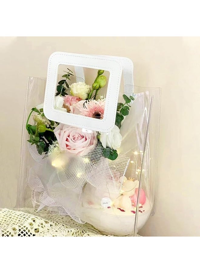 10 Pack Clear Gift Bag, Clear PVC Bags with Handle Small Gift Wrap Bags for Wedding Baby Shower Party Birthday Party Shopping Retail Small Business - Image 5