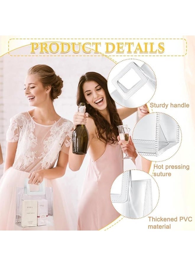 10 Pack Clear Gift Bag, Clear PVC Bags with Handle Small Gift Wrap Bags for Wedding Baby Shower Party Birthday Party Shopping Retail Small Business - Image 3