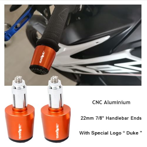 FREAXLL Universal Duke Handlebar Ends 22mm 7/8" - 2Pcs Moto Grips Ends for Duke 125 200 390 690 790 890 1190 1290/Adventure (Orange) - Image 2