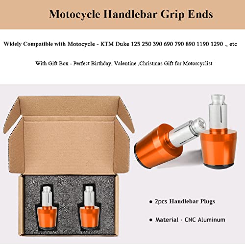 FREAXLL Universal Duke Handlebar Ends 22mm 7/8" - 2Pcs Moto Grips Ends for Duke 125 200 390 690 790 890 1190 1290/Adventure (Orange) - Image 4