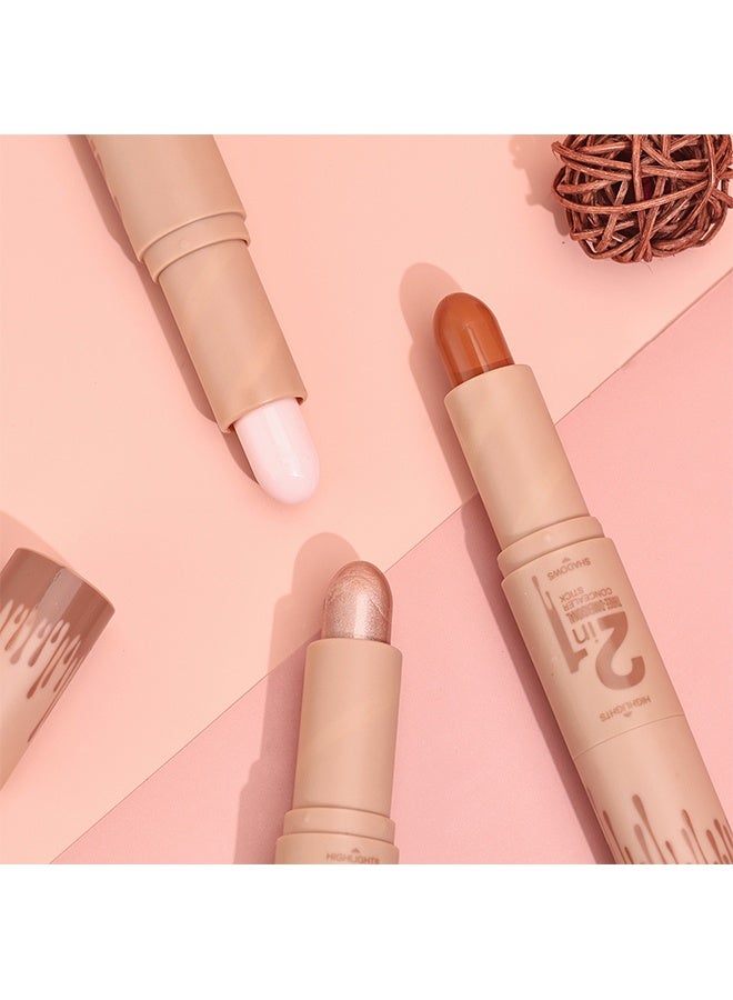 HelloKiss 2 in 1 Three-Dimensional Concealer Stick, Professional Double Head Highlighter Stick,Cream Contour Stick,Multifunctional Makeup Sticks Pen For Face Shaping and face Brightens(02#Light Ivory&Light Coffee, Medium) - Image 5