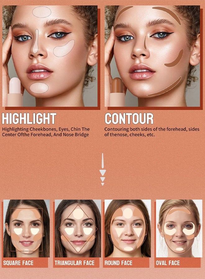 HelloKiss 2 in 1 Three-Dimensional Concealer Stick, Professional Double Head Highlighter Stick,Cream Contour Stick,Multifunctional Makeup Sticks Pen For Face Shaping and face Brightens(02#Light Ivory&Light Coffee, Medium) - Image 4