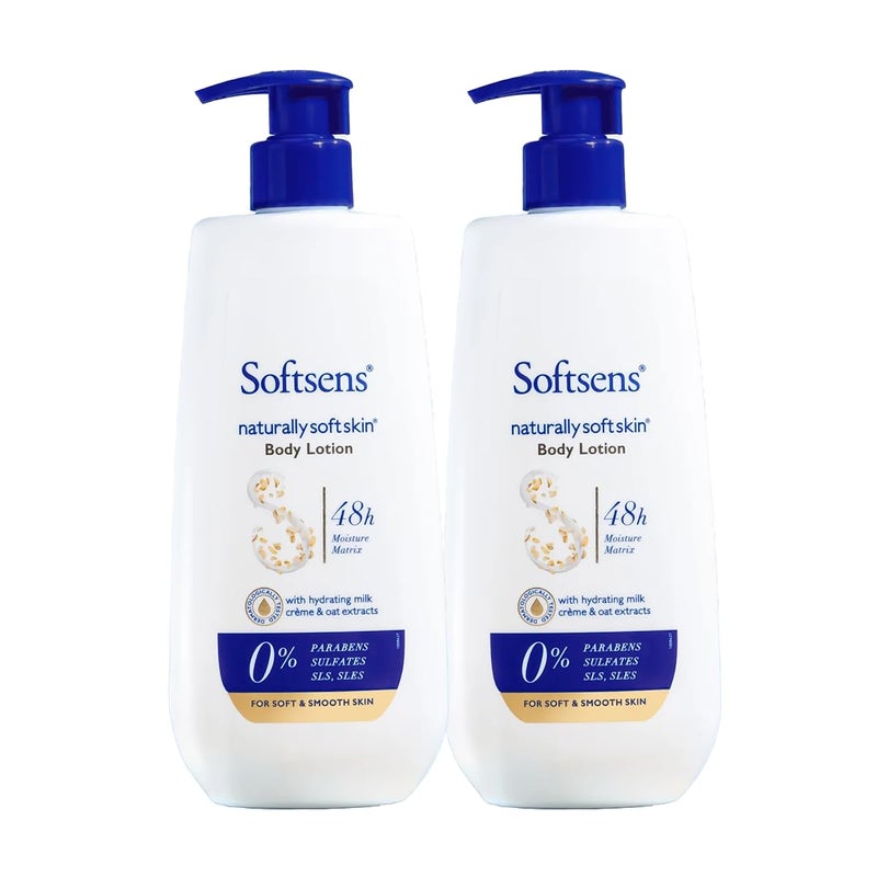Softsens Naturally Soft Skin Body Lotion Nourishing Body Milk For Smooth and Healthy Looking Skin Natural Creme Milk And Oatmeal Extract For Dry Skin 48 HR Moisturization 400ml Pack of 2 - Image 1