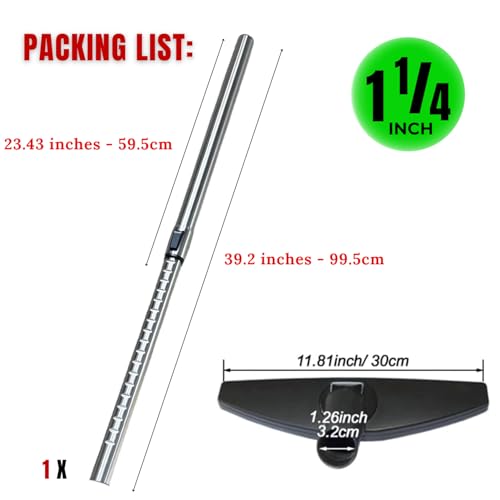 VACEXT 1.25 Inch Stainless Steel Vacuum Extension Wand Compatible with Vacuums using 1 1/4 Inch (1.25in) 32mm Accessories - 1 1/4 Vacuum Extension Tube for Shop Vac (Extension Wand and Hard Floor Brush) - Image 2