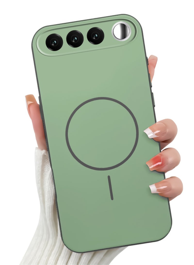 جراب حماية هجين من الأكريليك لهاتف Realme 16 - ظهر صلب مع حافة سيليكون وتصميم حلقة عصري - أخضر