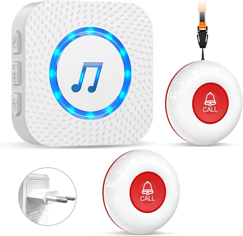 ChunHee Alarm Seniors Panic Button/Home Alarm System/Teleasist Button for the Patient150 Receiving Distance (1 Receiver + 2 Transmitter) - Image 1