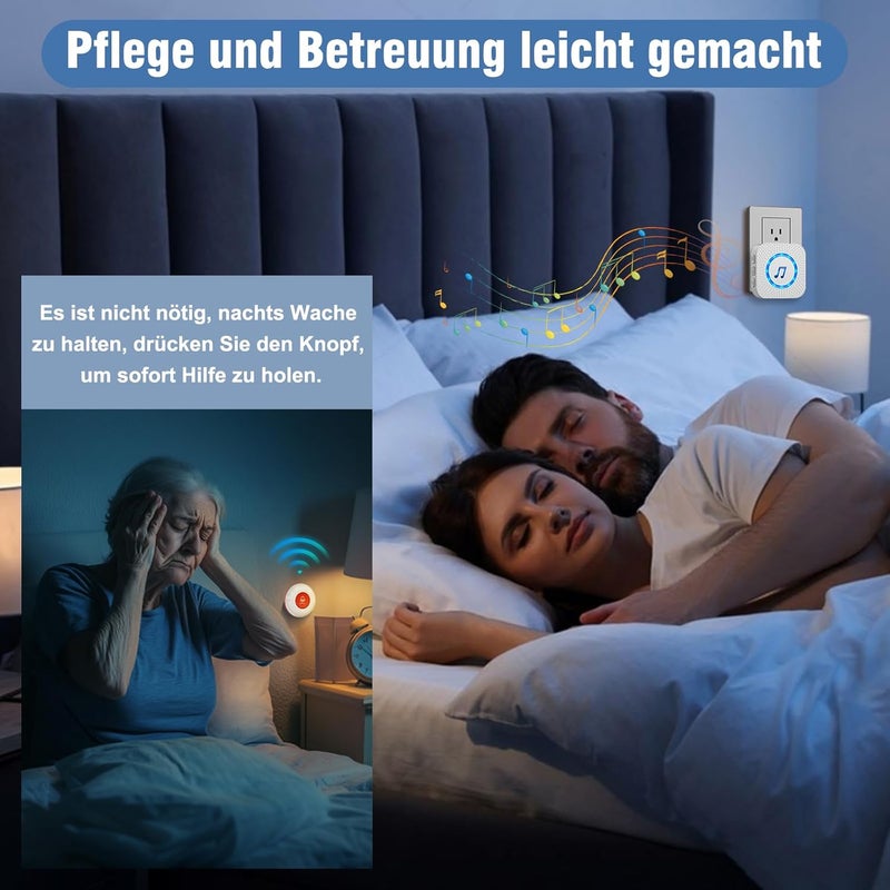 ChunHee Alarm Seniors Panic Button/Home Alarm System/Teleasist Button for the Patient150 Receiving Distance (1 Receiver + 2 Transmitter) - Image 2