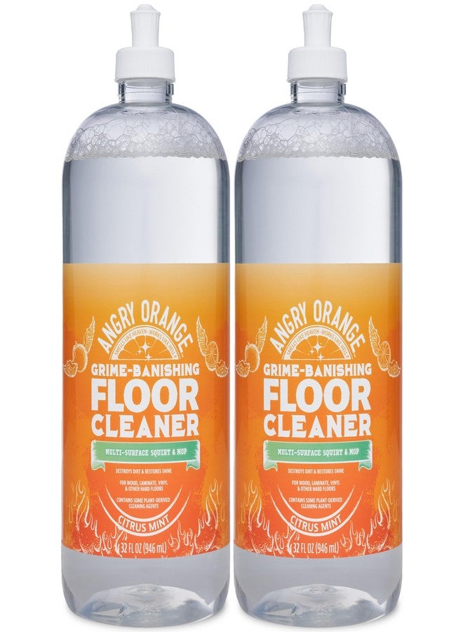 ANGRY ORANGE Hardwood Floor Cleaner - No-Rinse, Pet-Safe, Residue Free Multi-surface Cleaning Solution for Pet Urine, Grime & Everyday Dirt - Made in USA - Citrus Mint - 32 oz - Value 2 Pack - Image 1