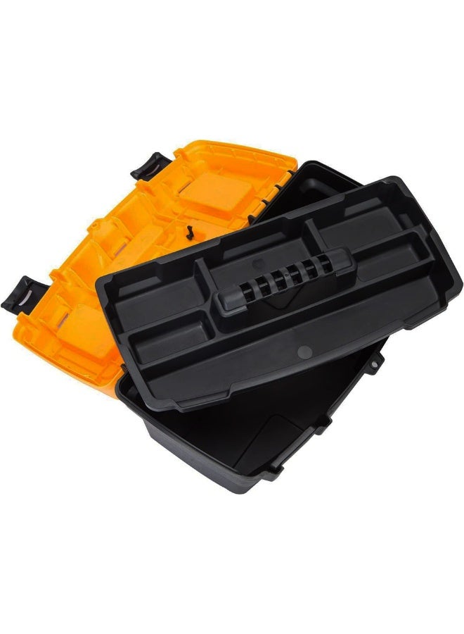 ABC Portable Tool Storage Box 18" , Heavy Duty Plastic Tool Box with Removable Tray and Double Lock , Lightweight Storage Organizer with Transparent Lid for Tools and Accessories Household Use - Image 2