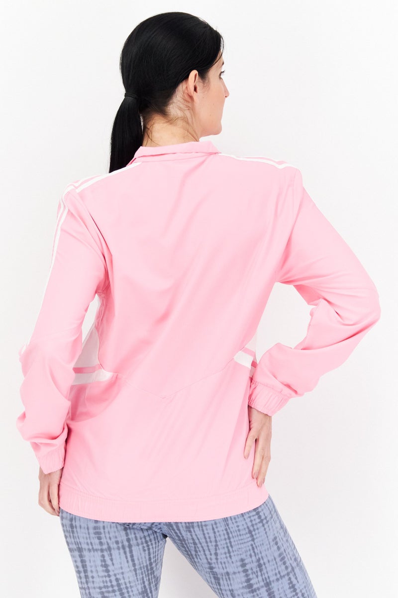 Adidas Women Sportswear Fit Long Sleeves Training Jacket, Pink/White - Image 3