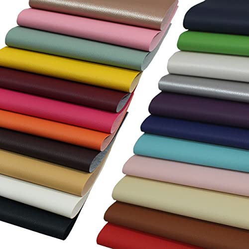 OZXCHIXU 22Pcs Faux Leather Sheets,Solid Grain Colors Leather Plain Texture Leather Soft PU Faux Leather Fabric Sheets for Earrings,Wallet,Making DIY Craft,Hair Accessories DIY Projects 8X6inches - Image 2