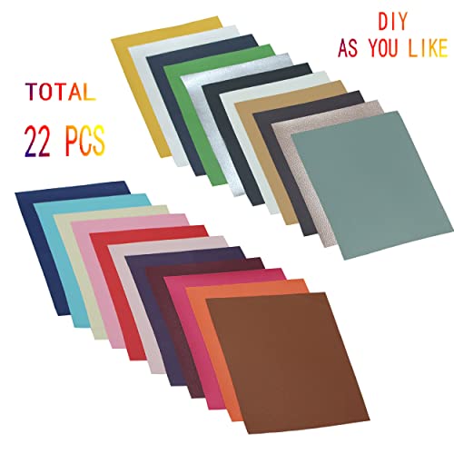 OZXCHIXU 22Pcs Faux Leather Sheets,Solid Grain Colors Leather Plain Texture Leather Soft PU Faux Leather Fabric Sheets for Earrings,Wallet,Making DIY Craft,Hair Accessories DIY Projects 8X6inches - Image 4