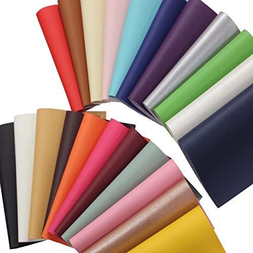 OZXCHIXU 22Pcs Faux Leather Sheets,Solid Grain Colors Leather Plain Texture Leather Soft PU Faux Leather Fabric Sheets for Earrings,Wallet,Making DIY Craft,Hair Accessories DIY Projects 8X6inches - Image 3