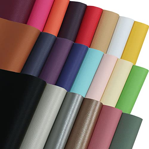OZXCHIXU 22Pcs Faux Leather Sheets,Solid Grain Colors Leather Plain Texture Leather Soft PU Faux Leather Fabric Sheets for Earrings,Wallet,Making DIY Craft,Hair Accessories DIY Projects 8X6inches - Image 1