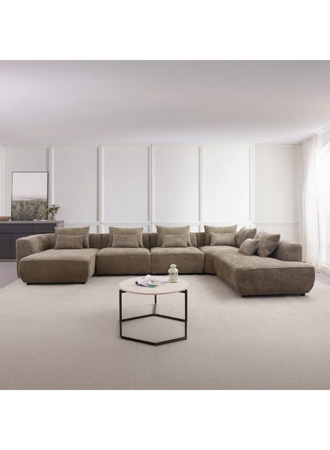 DANUBE HOME Jiro Sectional Corner Fabric Sofa  | Modern Design U Shape Corner Sofas | Comfortable Living Room Furniture  - Olive - Image 3