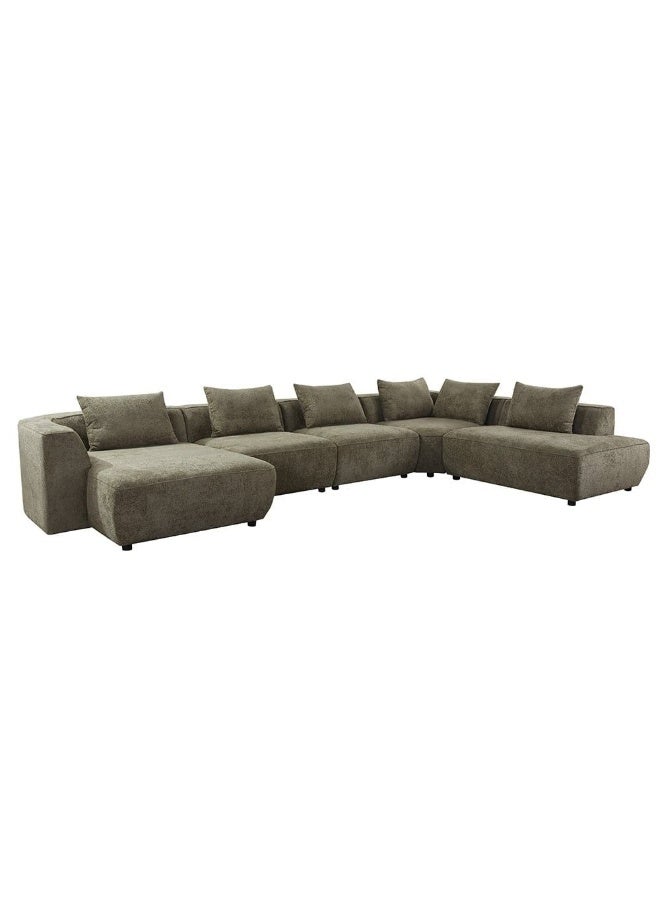 DANUBE HOME Jiro Sectional Corner Fabric Sofa  | Modern Design U Shape Corner Sofas | Comfortable Living Room Furniture  - Olive - Image 2