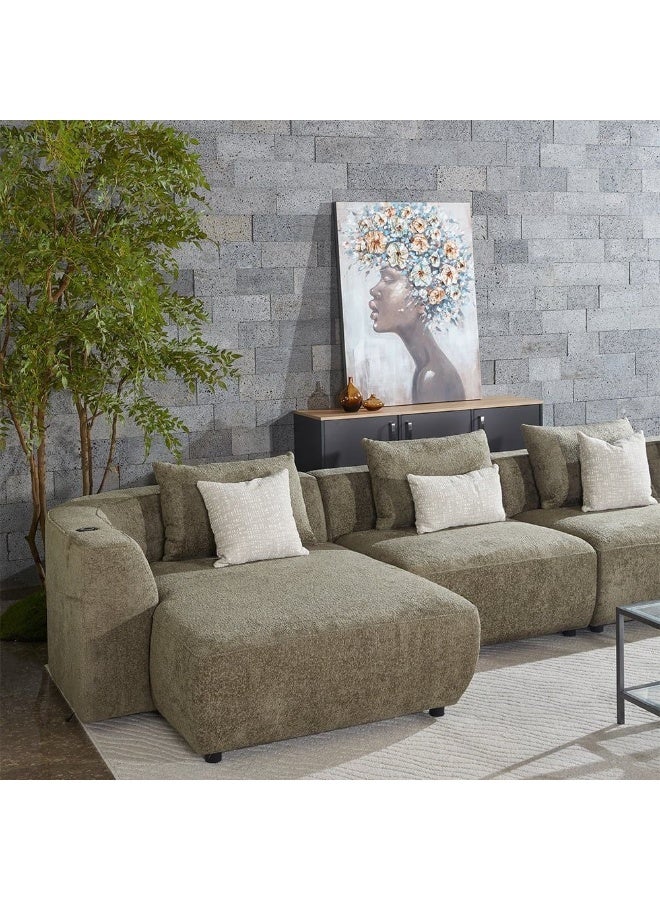 DANUBE HOME Jiro Sectional Corner Fabric Sofa  | Modern Design U Shape Corner Sofas | Comfortable Living Room Furniture  - Olive - Image 5