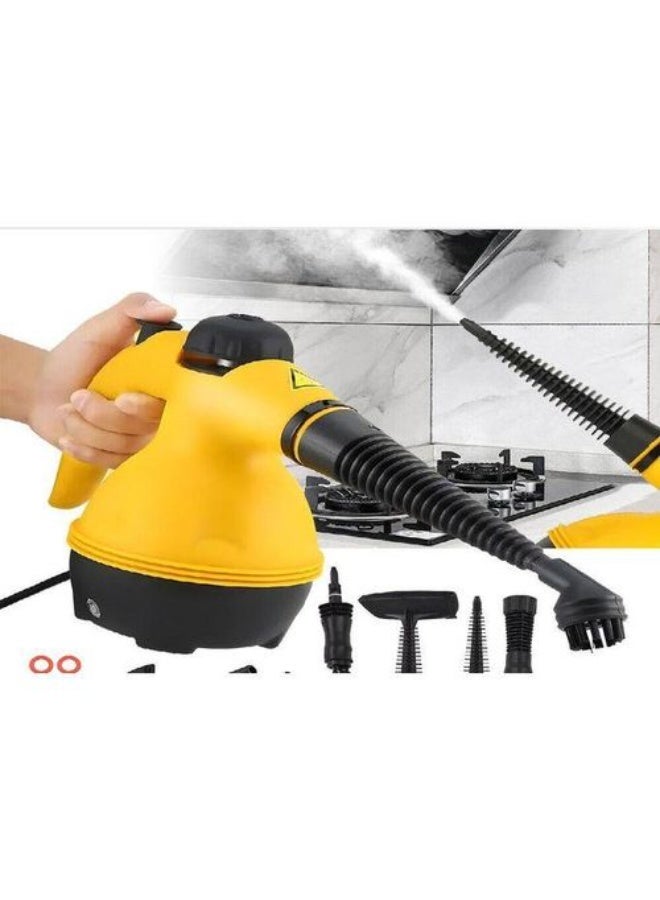 منظف بخار محمول – جهاز بخار متعدد الاستخدام بضغط عالي مع 10 قطع، تنظيف عميق بدون مواد كيميائية للسجاد والستائر والنوافذ والأرضيات ومقاعد السيارة – أصفر/أسود/أبيض - Image 1