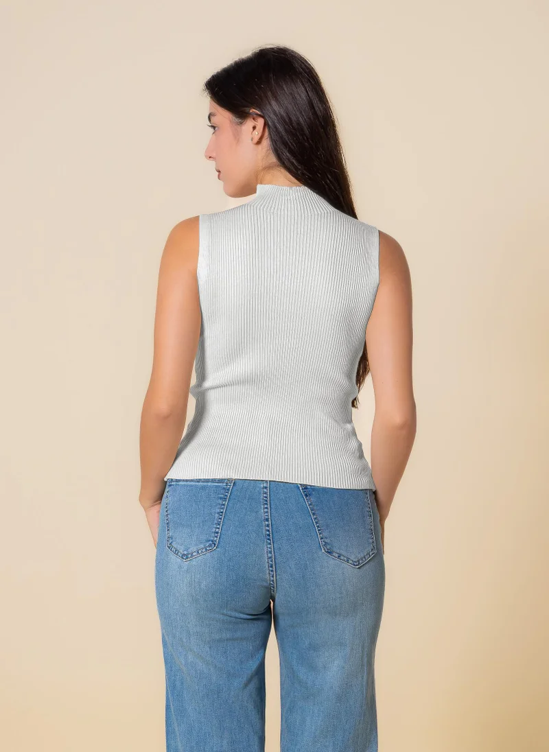 SHAPES KNITED WOOL BLEND HIGH NECK TOP