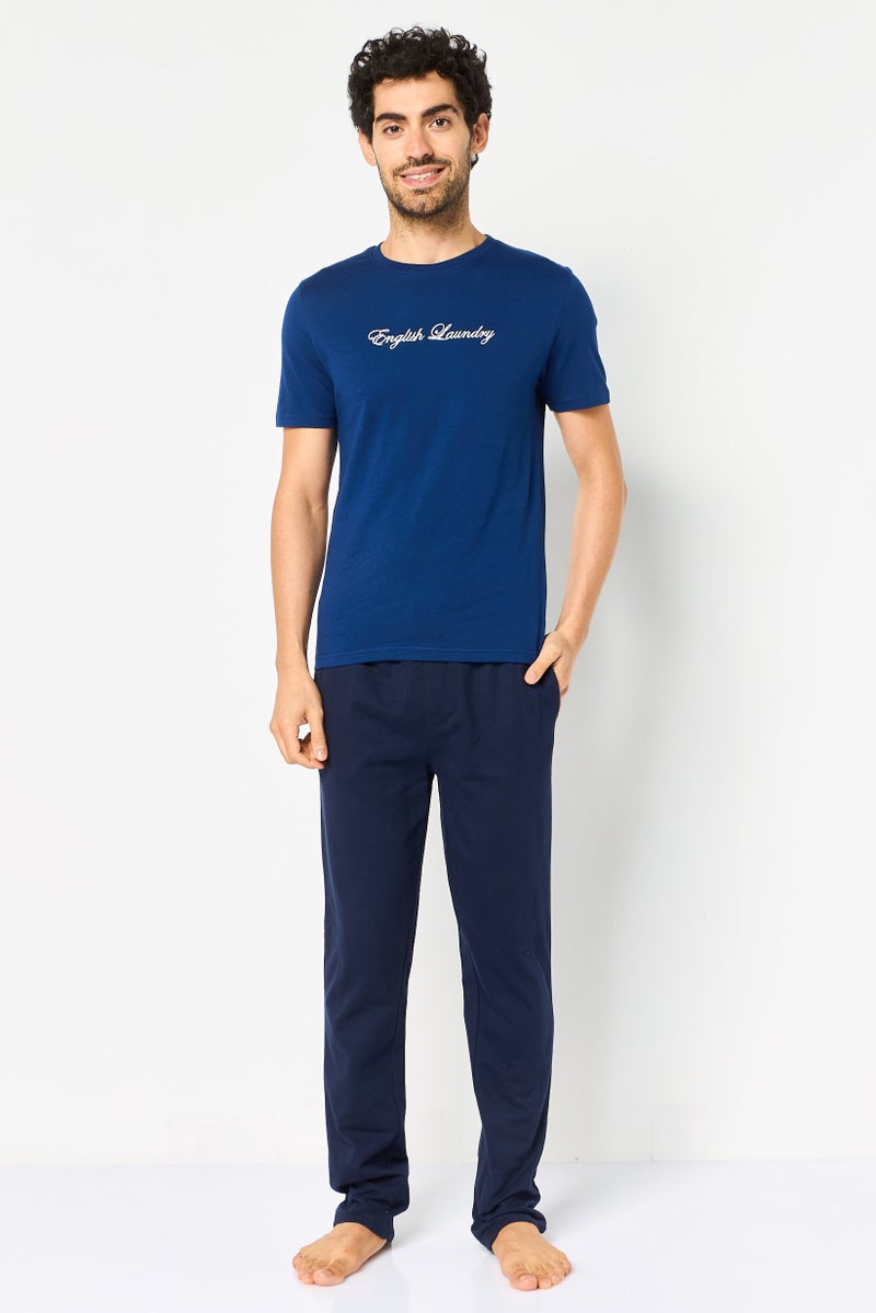 English Laundry Men 2 Pieces Embroidered Logo Short Sleeve T-Shirt And Pyjama Pants Set, Multicolor - Image 1