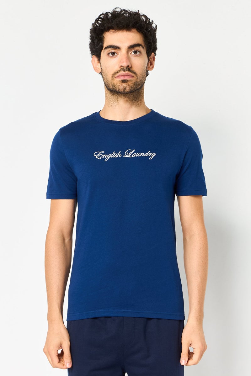 English Laundry Men 2 Pieces Embroidered Logo Short Sleeve T-Shirt And Pyjama Pants Set, Multicolor - Image 2