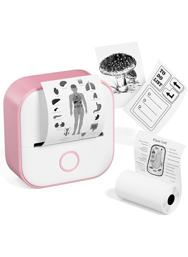 erorex Mini Pocket Sticker Printer T02 Mini Pocket Thermal Printer Wireless Bluetooth Photo Printer For Diy Journal Note Memo Photo Mini Portable Printer Compatible With Ios And Android Pink  - Image 1