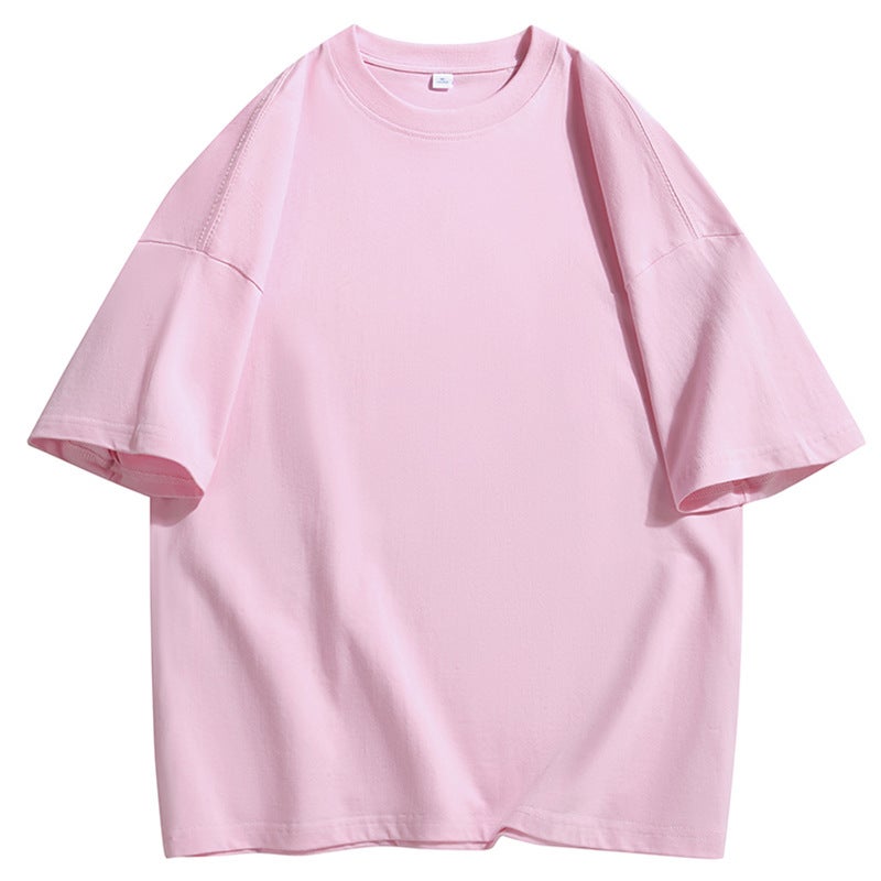 American-style heavy cotton short-sleeved T-shirt men's and women's basic solid color oversize T-shirt bottoming shirt trendy half-sleeved T-shirt - Image 1