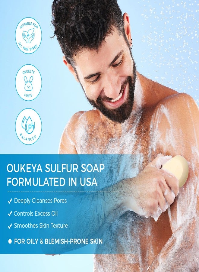 OUKEYA Sulfur Soap for Face with 10% Sulfur, 2% Salicylic Acid, Sulphur Soap Bars with Goat Milk & Tea Tree Oil, Gentle Cleanser Hydrating Aloe & Hyaluronic Acid (2Packs) - Image 3