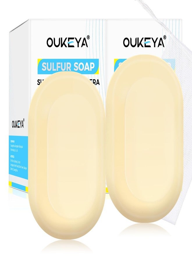 OUKEYA Sulfur Soap for Face with 10% Sulfur, 2% Salicylic Acid, Sulphur Soap Bars with Goat Milk & Tea Tree Oil, Gentle Cleanser Hydrating Aloe & Hyaluronic Acid (2Packs) - Image 1