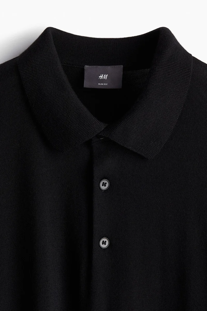 H&M Slim Fit Wool Polo Shirt
