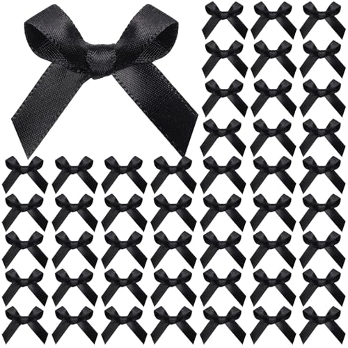 YGDZ 50 PCS Mini Black Bows, Small Stain Ribbon Black Bow for Cake, Tiny Bows for Crafts, Bow Decorations for Party Favors, Balloons - Image 1