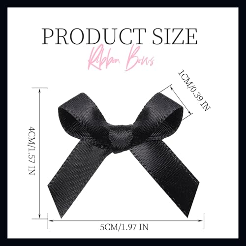 YGDZ 50 PCS Mini Black Bows, Small Stain Ribbon Black Bow for Cake, Tiny Bows for Crafts, Bow Decorations for Party Favors, Balloons - Image 3