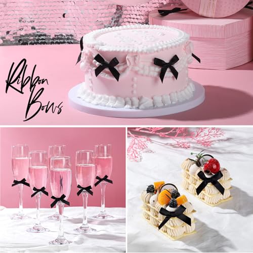 YGDZ 50 PCS Mini Black Bows, Small Stain Ribbon Black Bow for Cake, Tiny Bows for Crafts, Bow Decorations for Party Favors, Balloons - Image 2