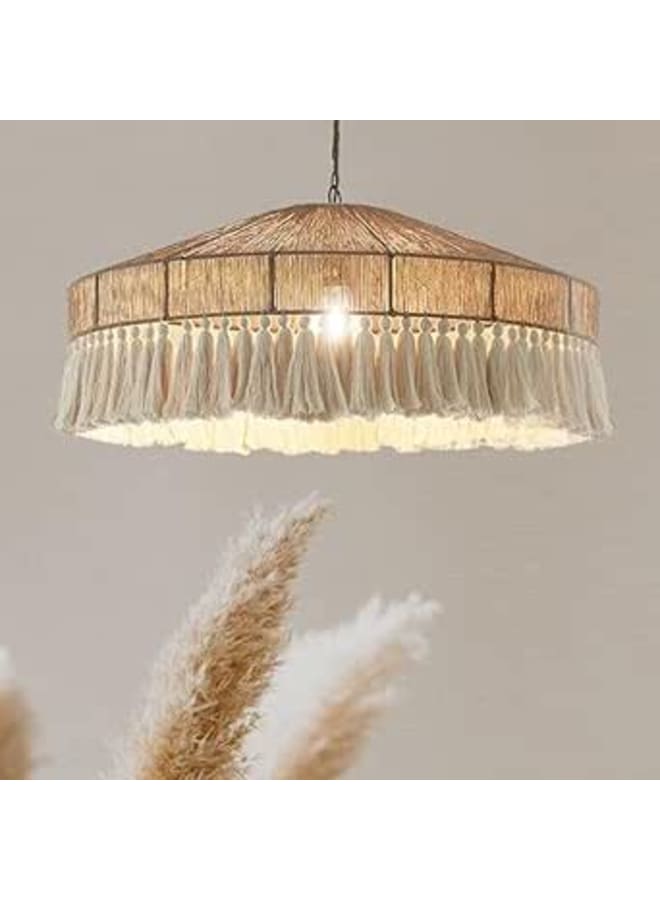 Boho Chandelier - Beige X White - Includes All Accessories Without Light Bulbs - By