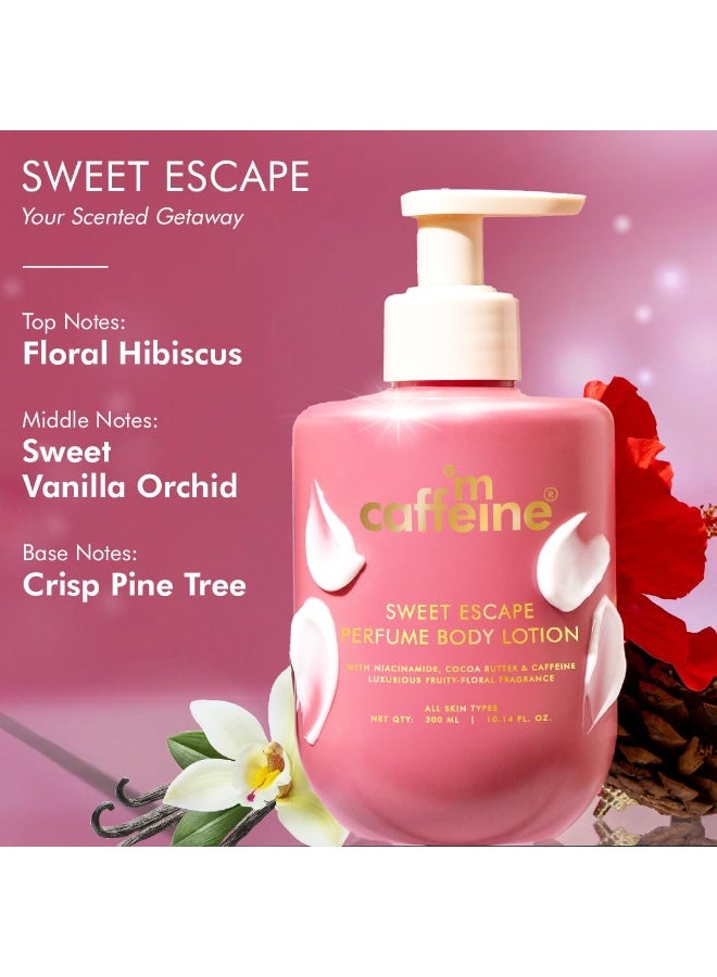mCaffeine Perfume Body Lotion Gift Kit - Sweet & Breezy Luxe Body Care | Gift set For Women & Men | Deeply Moisturizes with Niacinamide & Cocoa Butter | Present For Birthday, Valentine's, Anniversary & All Special Occasions | Secret Santa Gifts | Christmas |  300ml (Pack of 2) - Image 2