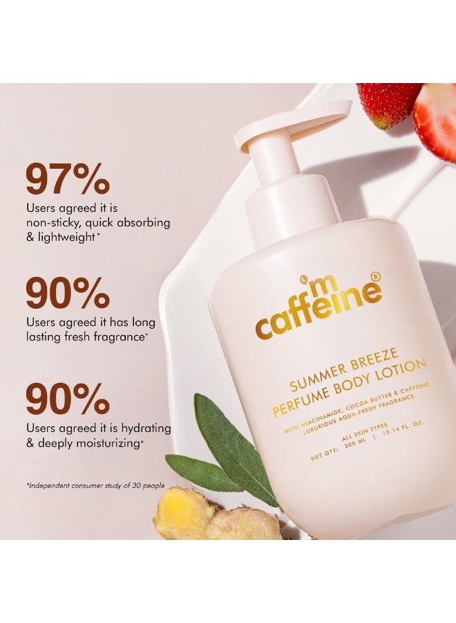 mCaffeine Perfume Body Lotion Gift Kit - Sweet & Breezy Luxe Body Care | Gift set For Women & Men | Deeply Moisturizes with Niacinamide & Cocoa Butter | Present For Birthday, Valentine's, Anniversary & All Special Occasions | Secret Santa Gifts | Christmas |  300ml (Pack of 2) - Image 3