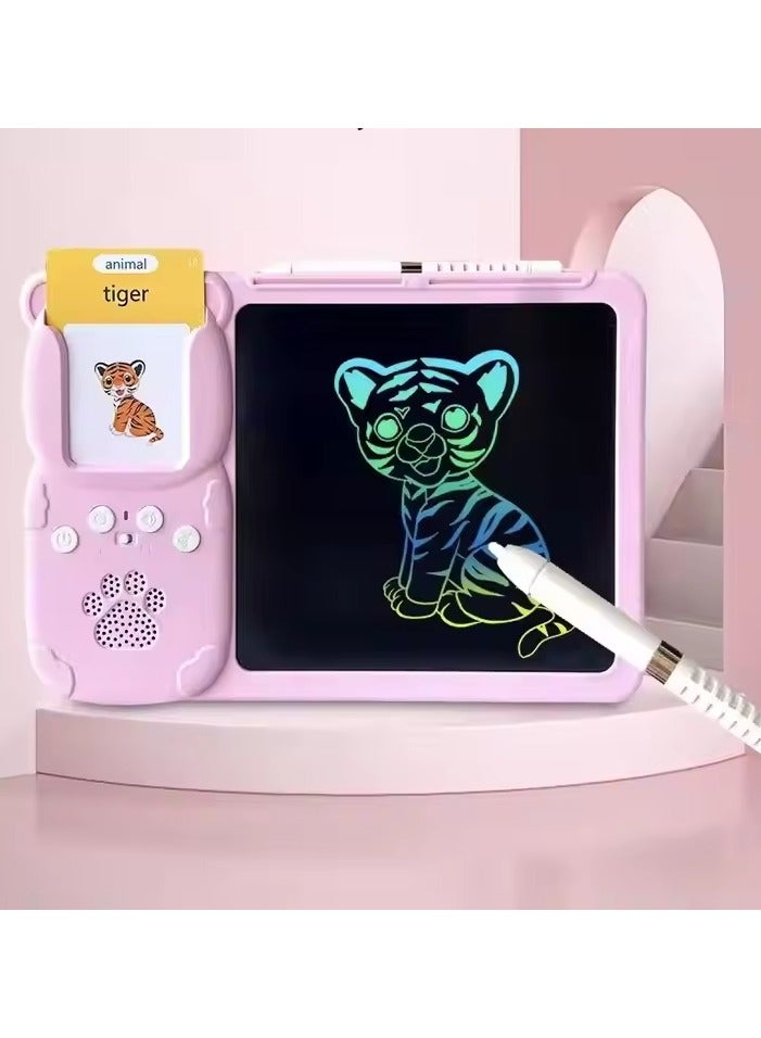 Talking Flash Cards LCD Writing Board, Smart Card Writing Board for kids,Educational Learning Tools with 112 cards with 224 words. Pink - Image 2